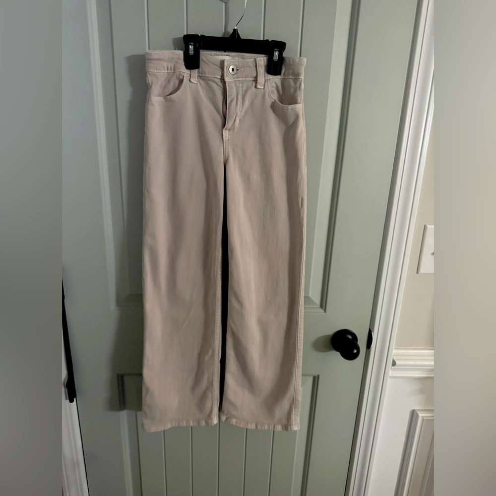 Abercrombie Kids Cream Flare Jeans with Raw Hem